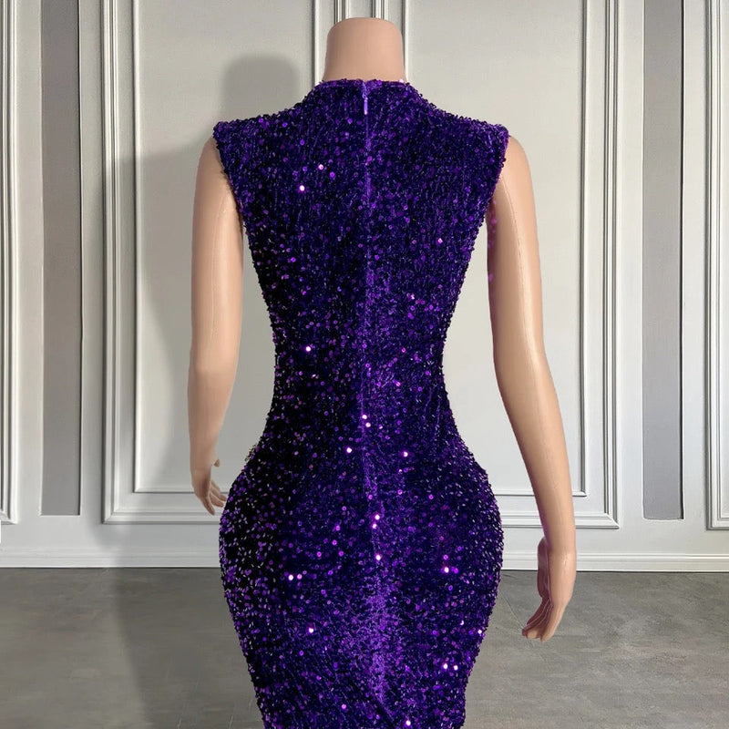 Sequined Sleeveless Mermaid Prom Dress with Beadings